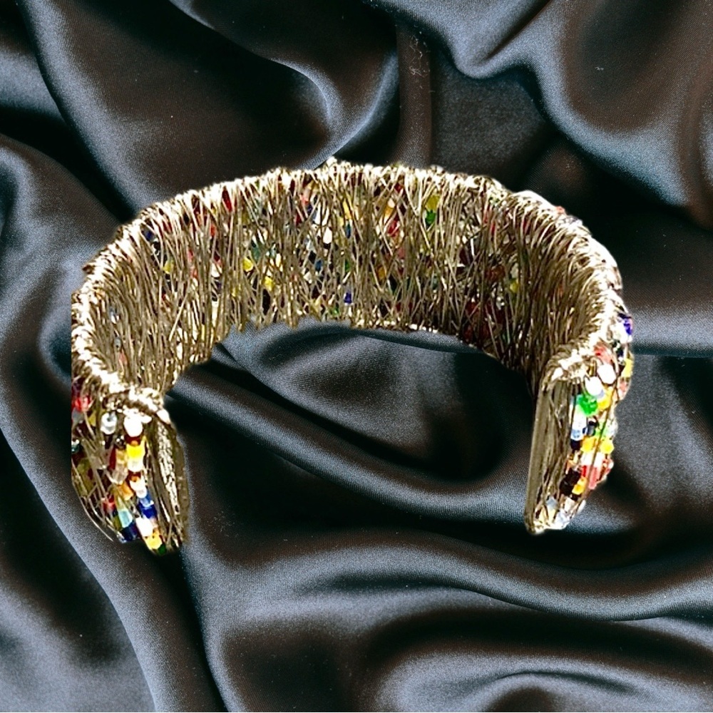 Jazz Multi Bead Wire Wrapped Cuff - image 3